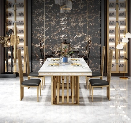 Luxury 8 Seater Marbel Dinning Table With Stainless Steel Base