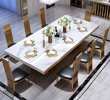 Luxury 8 Seater Marbel Dinning Table With Stainless Steel Base