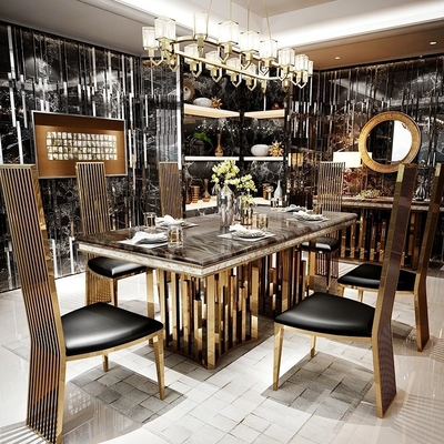 Luxury 8 Seater Marbel Dinning Table With Stainless Steel Base